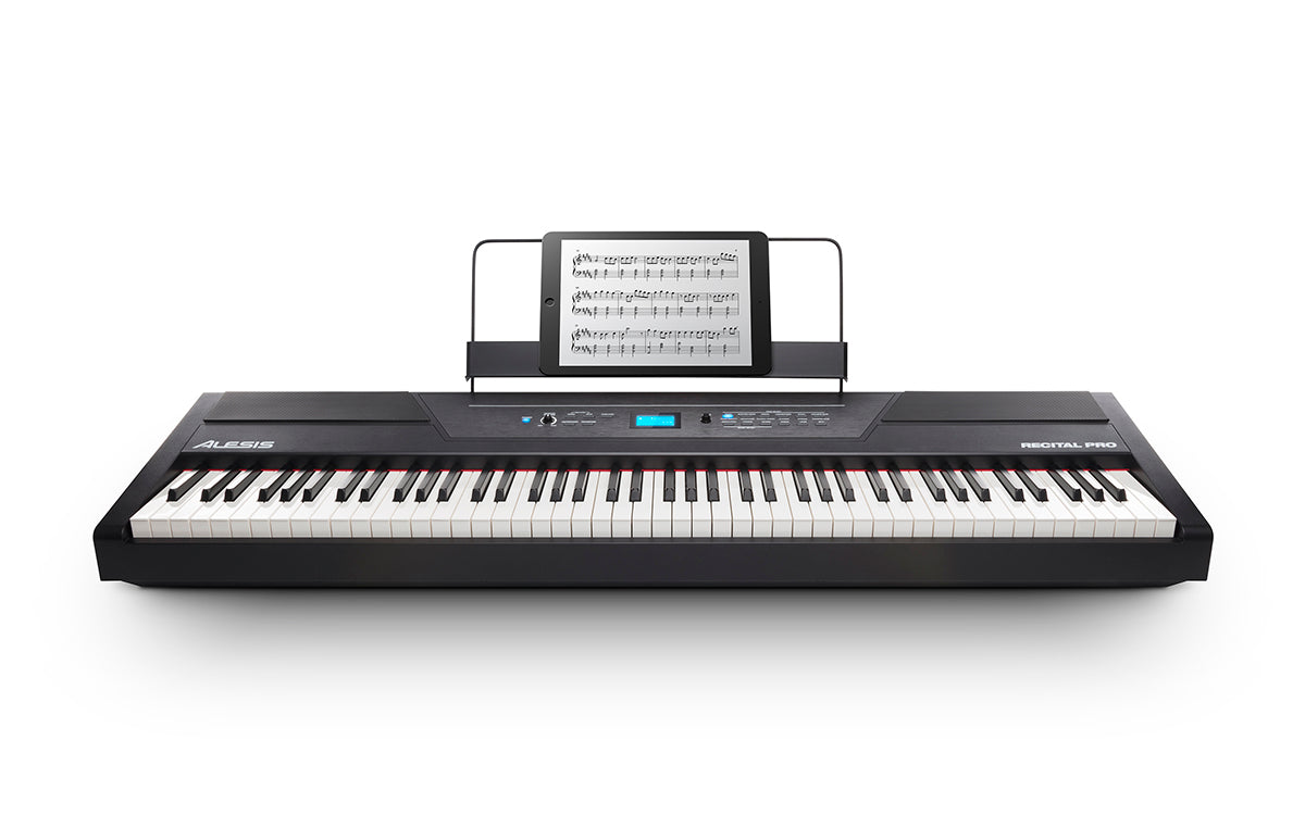 Alesis Recital Stage Pro 88-Key Full Size Digital Piano Electric Keyboard with Hammer-Action Keys Power Adopter Music Rest