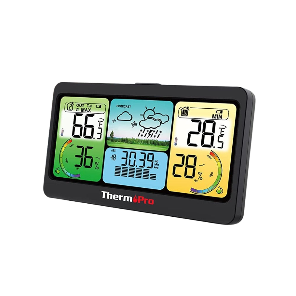 ThermoPro TP67B Waterproof Weather Station Wireless Indoor Outdoor  Thermometer Digital Hygrometer Barometer with Cold-Resistant and
