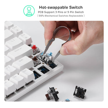 Royal Kludge RK RK84 RGB 84 Keys Mechanical Gaming Keyboard 2.4G Wireless Bluetooth Hot-Swappable with Bluetooth 5.0