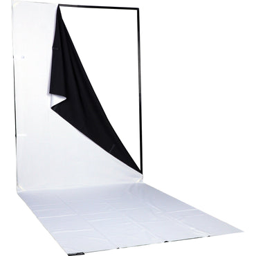 Phottix Q-drop Collapsible Backdrop Kit 5ft by 13ft with 4 Colors Green / Blue and Black / White Cotton Muslin Background PH83432