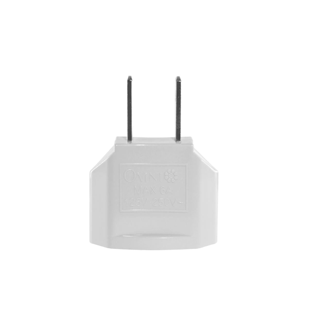 OMNI Regular Adapter EU Round Pin to US Flat Socket 6A 220V for Electronics and Appliances | WRA-001