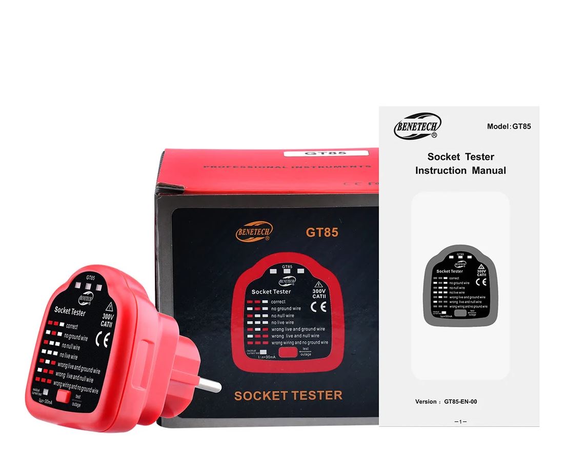 Benetech GT85 Socket Tester for Safety, Inspection, Electrician Installation and Maintenance