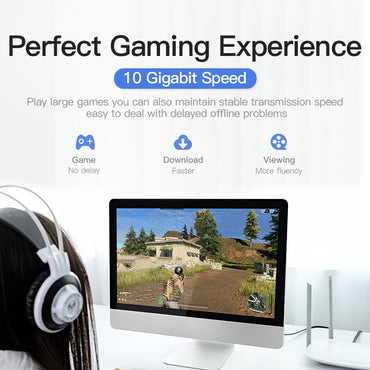 Vention Flat LAN CAT7 Ethernet Patch Cable with Gold-Plated RJ45 Connectors 10Gbps High Speed 600Mhz Bandwidth Support (ICA) (1 meter)