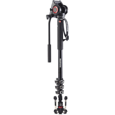 Manfrotto MVMXPRO500 XPRO 4 Section Video Monopod w Fluid Head & Fluidtech Base for Videographer, Filmmakers