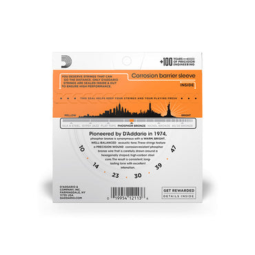 D’Addario 10/47 Bronze 6-String Acoustic Guitar Strings Set (Extra Light .10- .47mm) | EJ-15