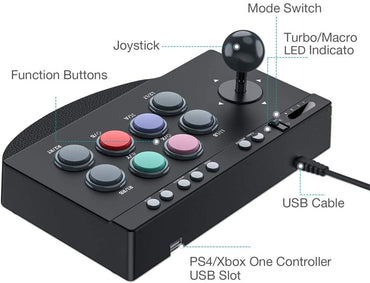 PXN 0082 Arcade Stick PC Street Fighter USB Arcade Stick for PS3, PS4, Xbox One, Switch, Window PC