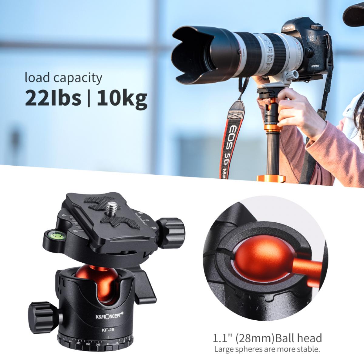 K&F Concept KF09-093V2 Carbon Fiber Professional Tripod with 360 Degree Ball Head