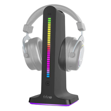 Fifine Ampligame S3 RGB Gaming Headset Stand Holder with Color Modes, Light Controls, Solid Base, 2 USB Ports