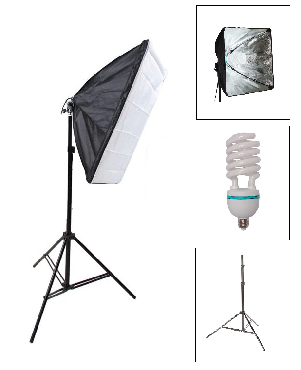 Pxel LS-SB-1B Socket Softbox 50x70Ccm, 150w Bulb, 200cm Light Stand for Studios, Photography Lightings Kit 1