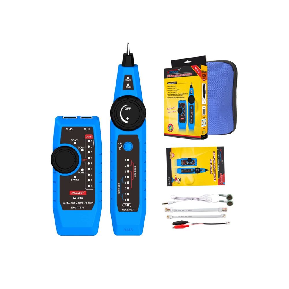 Noyafa NF-810 Network Cable Tester Kit for RK11 RJ45 Multi-Function Wiremap Tracker with LED Light POE Switch Test Functions