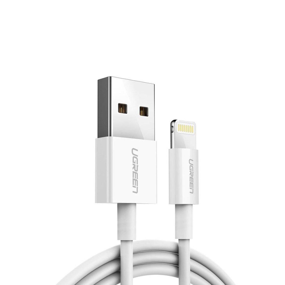 UGREEN USB-A to Lightning Cable 480Mbps Data Charging Cord Nickel Plating ABS Shell (1.5-Meters) (White) | 80315