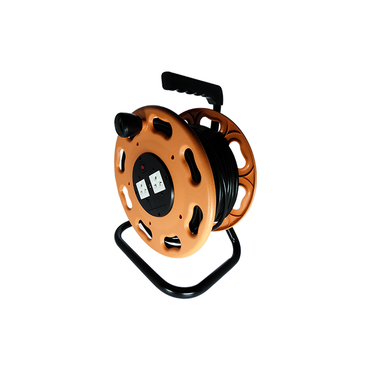 OMNI Industrial Extension Wheel 25 Meter Cord Length with 2-Gang T-slot Heavy Duty Outlets, Thermal Activation Breaker, Flame Retardant | WEW-25M/DS