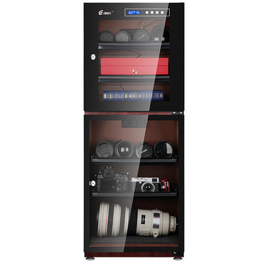 Eirmai 160L Electronic Digital Dry Cabinet Dehumidifying Box with Touchscreen Display and AI Smart Control - 160 Liters Wood Grain (MRD-188TW)