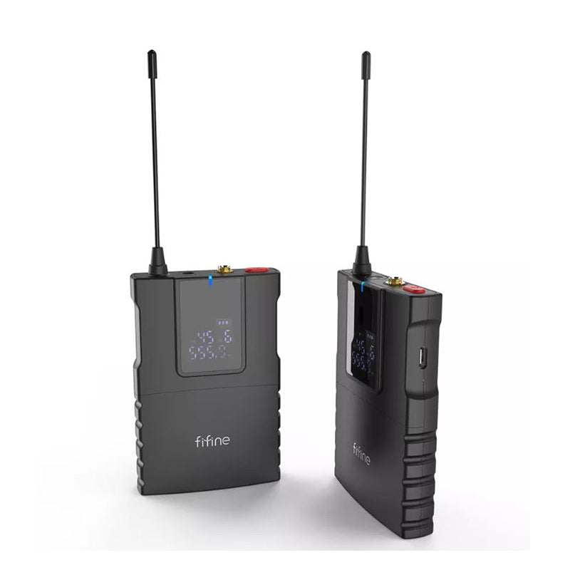 Fifine C8 Professional Wireless Lavalier Omnidirectional Lapel Microphone Cardiod with 50M Transmission Range for Podcasting, Videography, Vlog and Recording