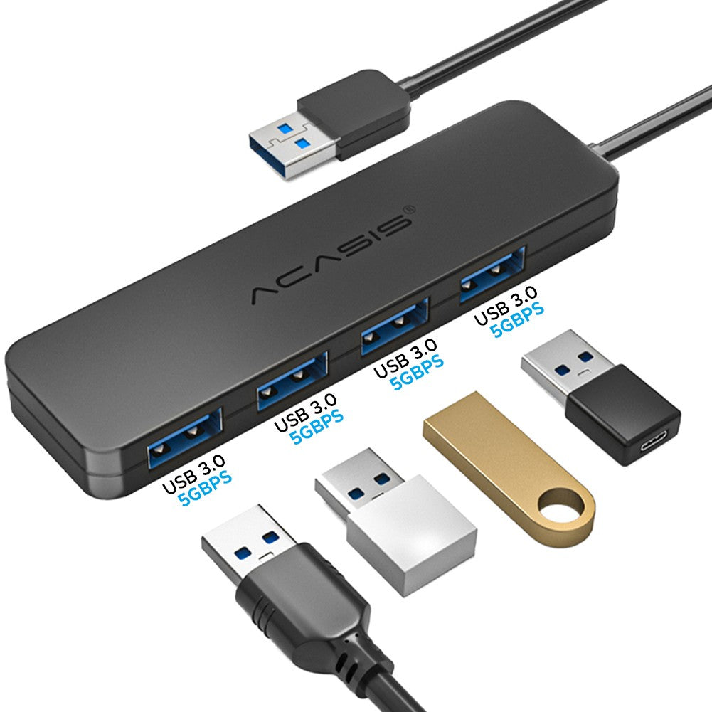 ACASIS 4-in-1 USB 3.0 Mini External Hub Splitter Docking Station 4-Ports 5Gbps High Speed with 0.6m Cable for Laptop and Desktop | AB3-L46