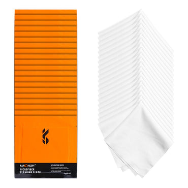 K&F Concept 20pcs Microfiber Cleaning Cloth Kit, 15X15cm White Dry-in Vacuum Wrapped for Camera Lens