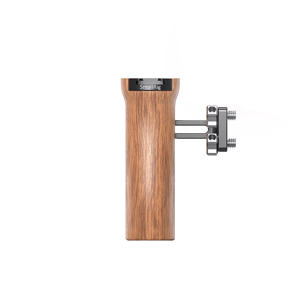 SmallRig Wooden Universal Side Handle Grip with Cold Shoe & Adjustable Sliding Connector for Camera Cage | HSN2093C
