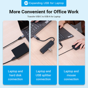 Vention USB Type C to USB 3.0 Adapter 5Gbps OTG Connector with Aluminum Alloy Shell (CDQH0)