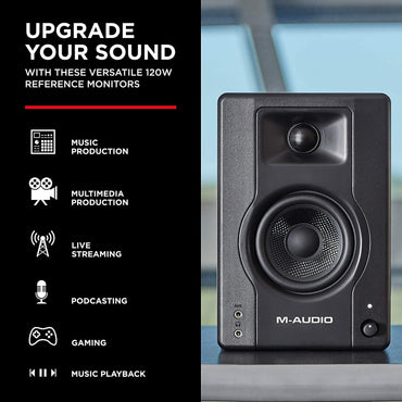 M-Audio BX4 120-Watt Powered Desktop Computer Speakers / Studio Monitors for Gaming, Music Production, Live Streaming and Podcasting (Pair)