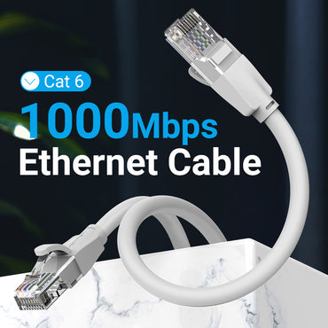Vention CAT6 Ethernet 1M Round Cable UTP Patch 1000Mbps 250Mhz Lan Network Wire Cord for Internet Router PC Modem