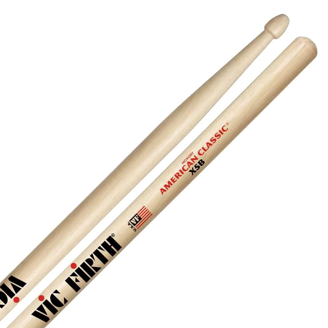 Vic Firth American Classic Extreme 5B Hickory Wood Tear Drop Tip Drumsticks (Pair) Drum Sticks for Drums and Percussion (Wood Tips)