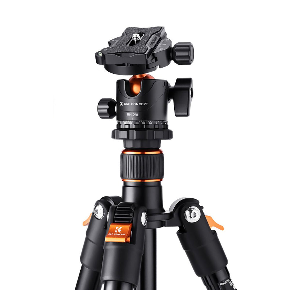 K&F Concept TM2324 2-in-1 Compact Camera Tripod / Monopod with 10kg Payload, 360 Degree Ball Head, and Adjustable Angle Buttons | B234A1+BH-28L