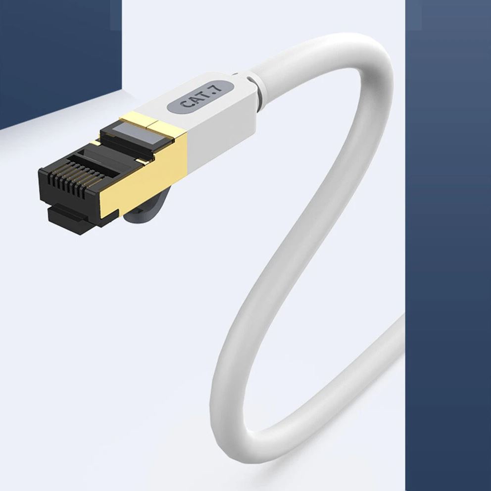 Vention CAT 7 Ethernet 1-Meter Round Cable SFTP Patch 10Gbps 600MHz Super Speed Lan Network Wire Cord for Internet Router PC Modem (ICDHF) (Gray)