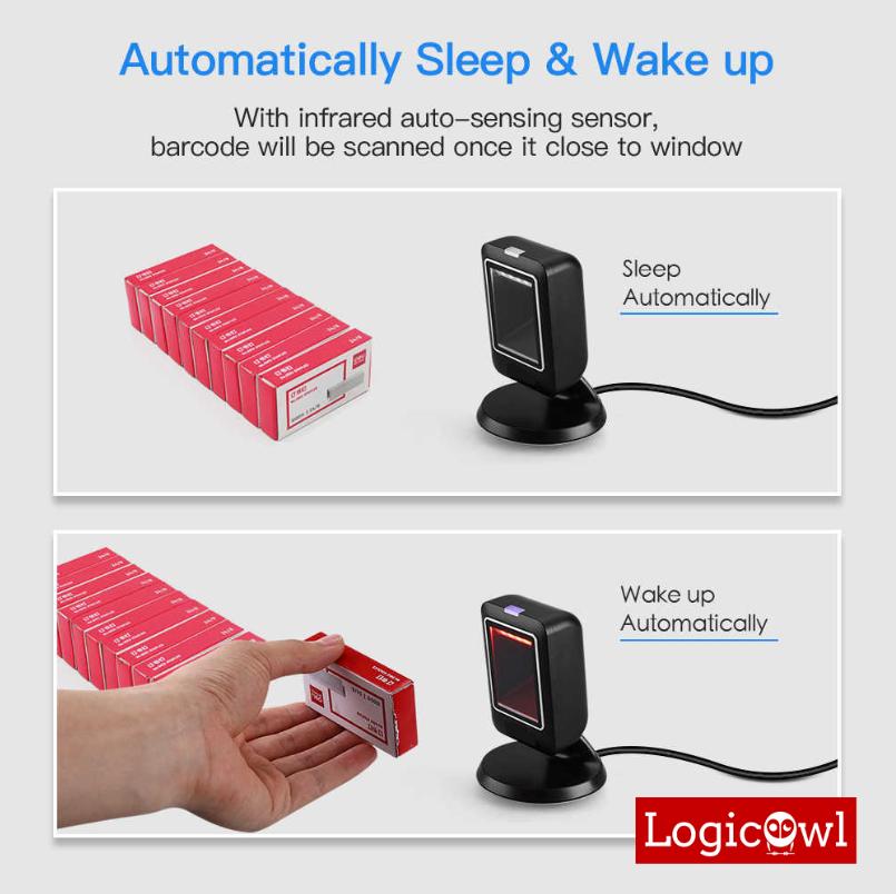LogicOwl OJ-MP6300 1D 2D QR Desktop Barcode Platform Scanner USB Wired Barcode Reader for PC, Windows, Mac, Android, POS