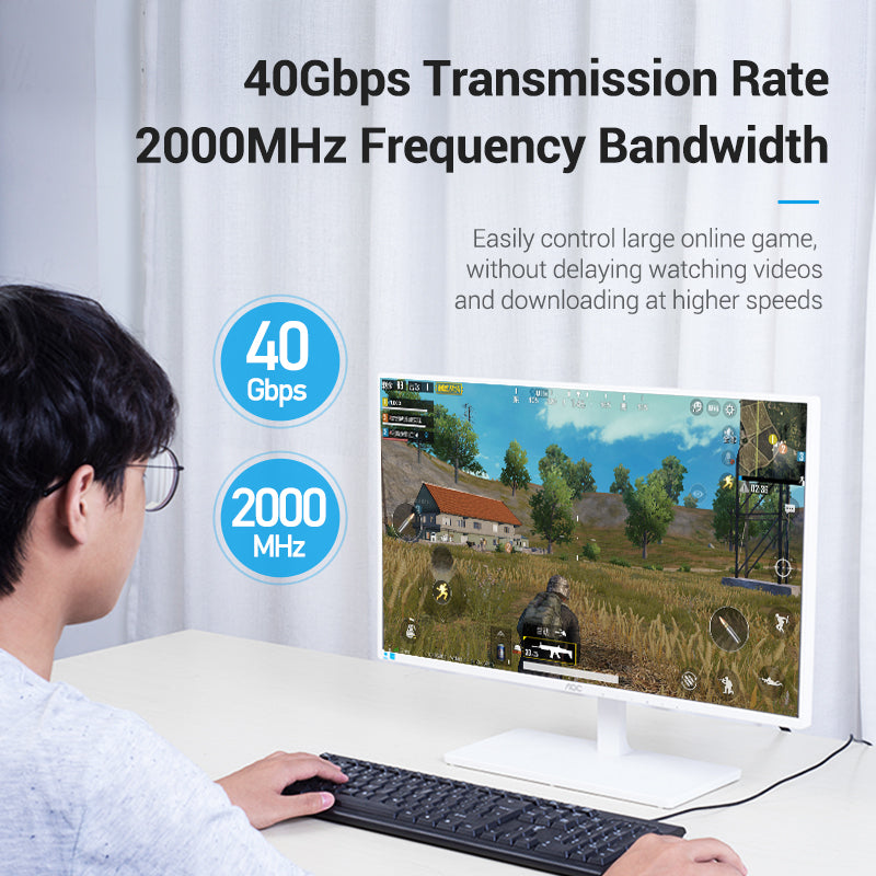 Vention CAT8 Ethernet 1.5-Meter Flat Cable SSTP Patch 40Gbps 2000MHz Super Speed Lan Network Wire Cord for Internet Router PC Modem