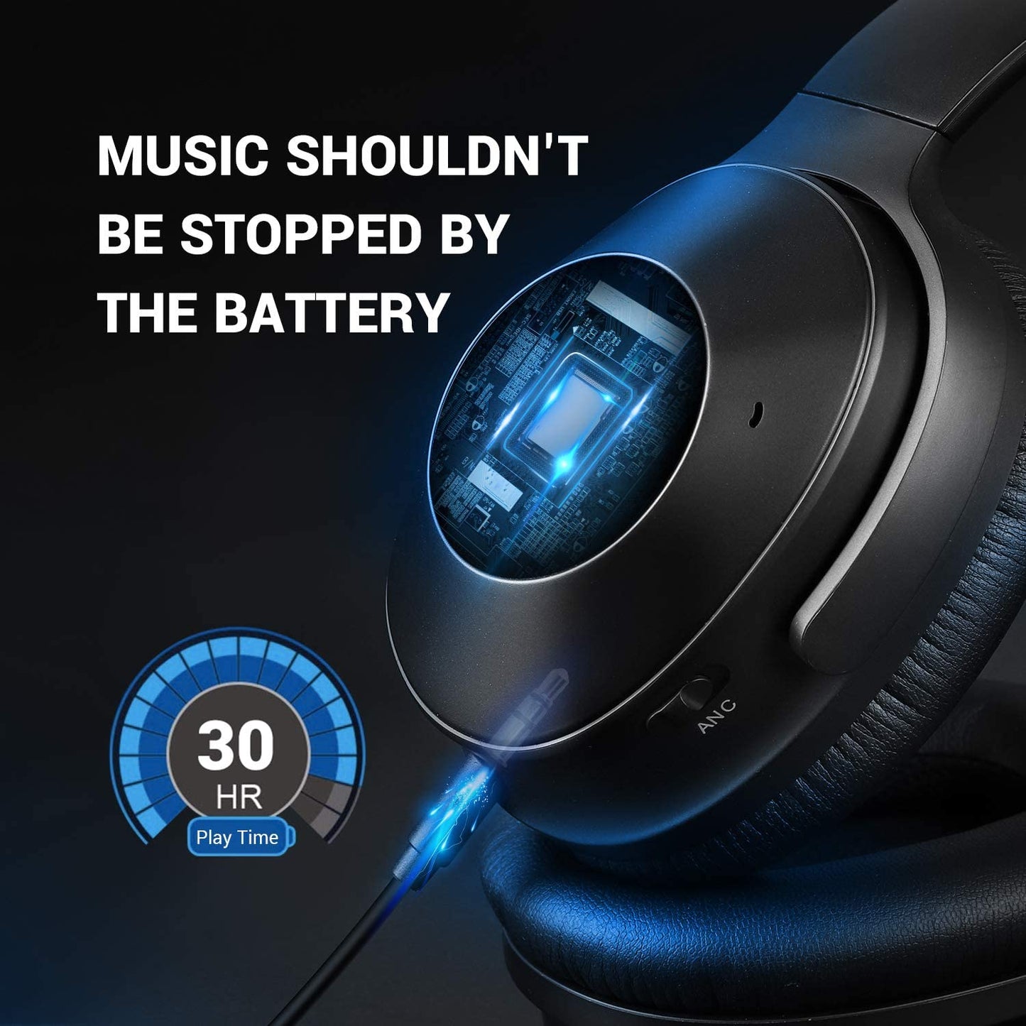 Oneodio A9 Bluetooth Active Noise Cancelling Headphones for Travel, Work, PC and TV