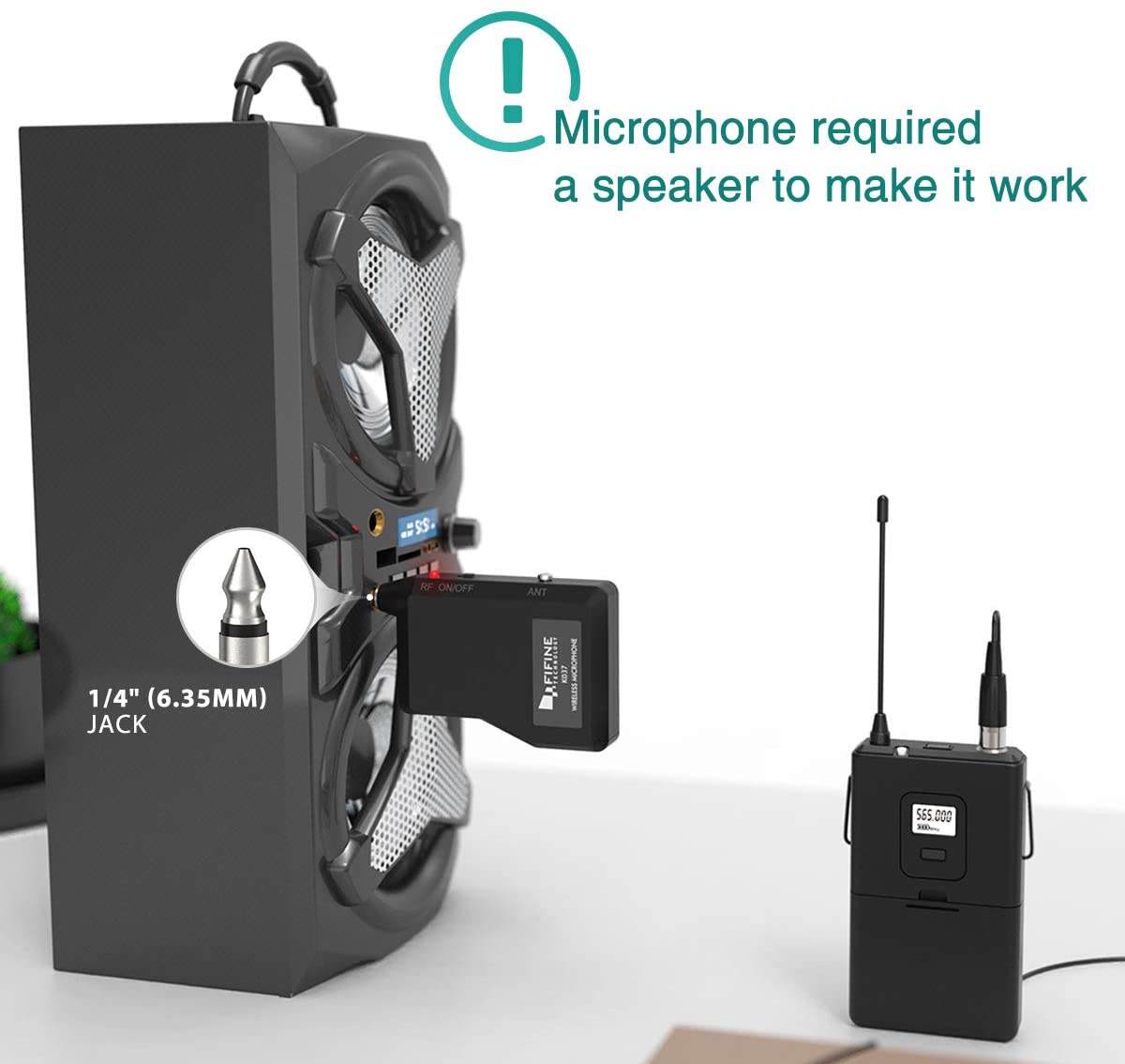 Fifine K037B Wireless Microphone System Set with Headset, Lavalier Lapel Mics, Beltpack Transmitter and Receiver for Teaching, Preaching, Public Speaking