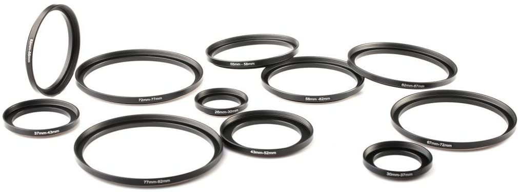 K&F Concept 11 in 1 Step Up Ring Set 26-30mm, 30-37mm, 37-43mm, 43-52mm, 52-55mm, 55-58mm, 58-62mm, 62-67mm, 67-72mm, 72-77mm, 77-82mm