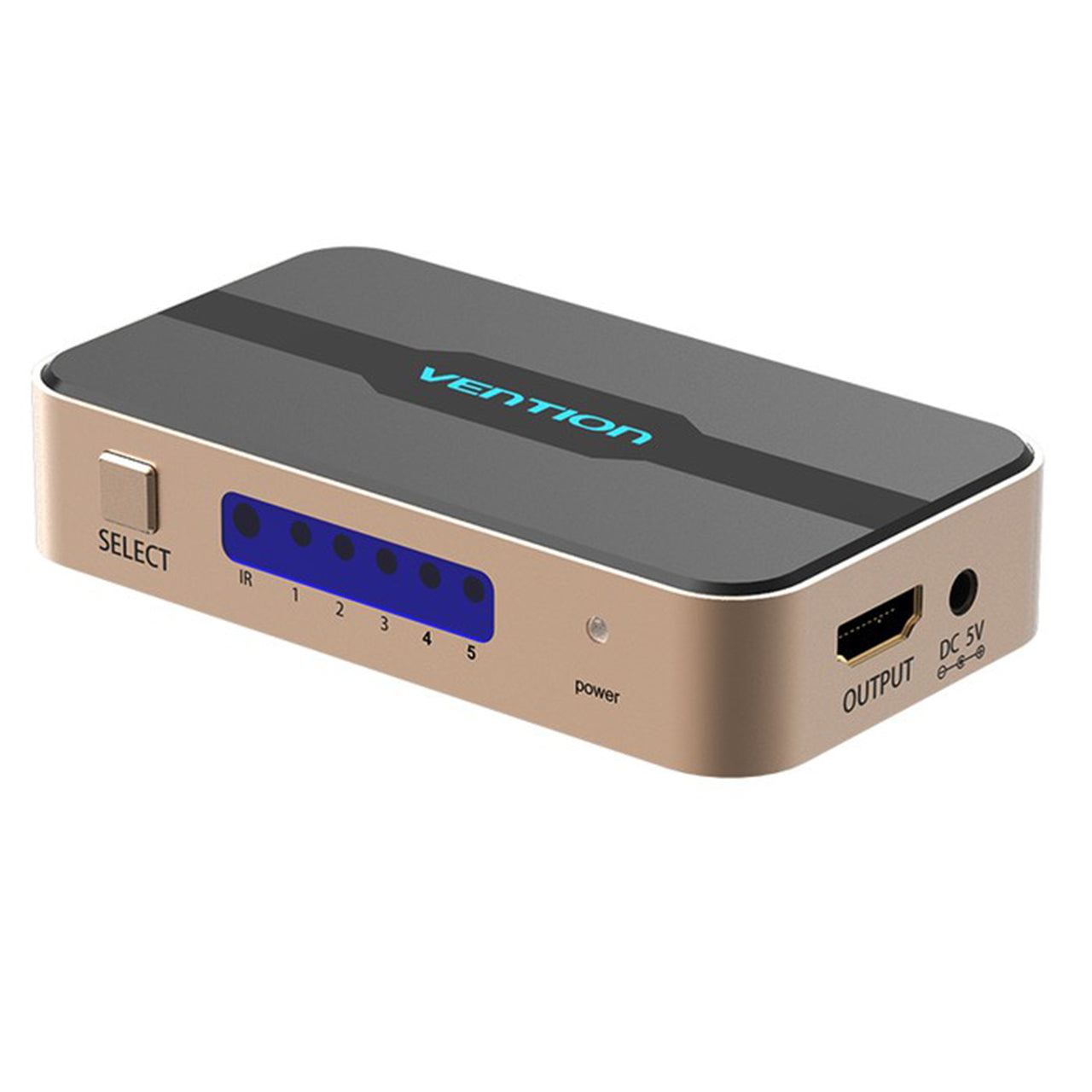 Vention 5 in 1 out HDMI Switcher Aluminum Alloy 4K 30Hz with Remote Control and DC 5V/1A Power Supply Cable (ACDG0)