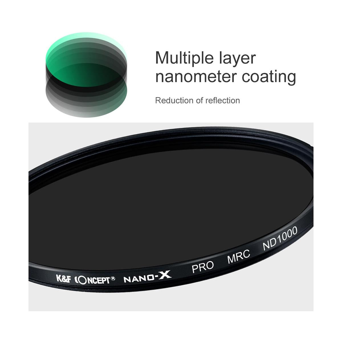 K&F Concept ND1000 Nano-X Filter 10-Stop Slim Lens Filter Waterproof Anti-Scratch Green Coated Lens Filter for Camera DSLR Mirrorless 37mm 40.5mm 43mm 46mm 49mm 52mm 55mm 58mm 62mm 67mm 72mm 77mm 82mm