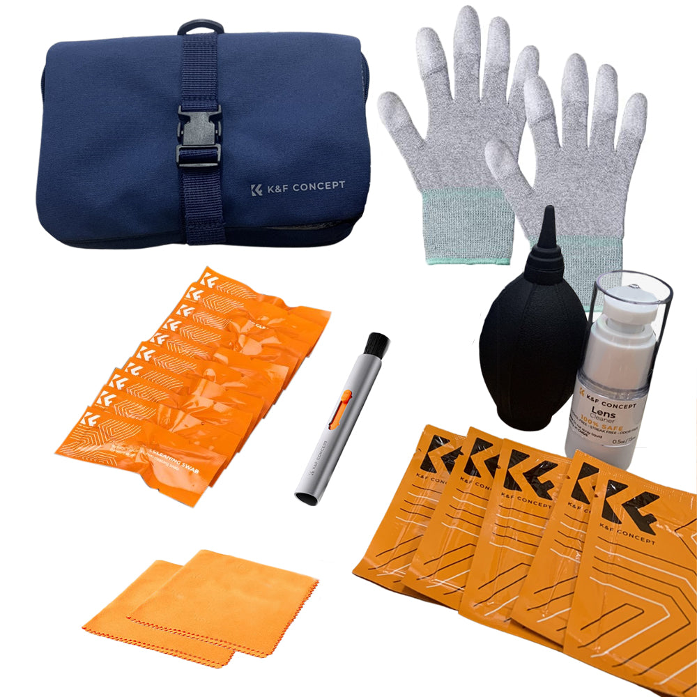 K&F Concept 23-in-1 Camera Lens Cleaning Kit with Replacement Cleaning Pen, 15ml Cleaning Liquid, Cleaning Cloth, Full-Frame Rod and Anti-Static Gloves | SKU-1919