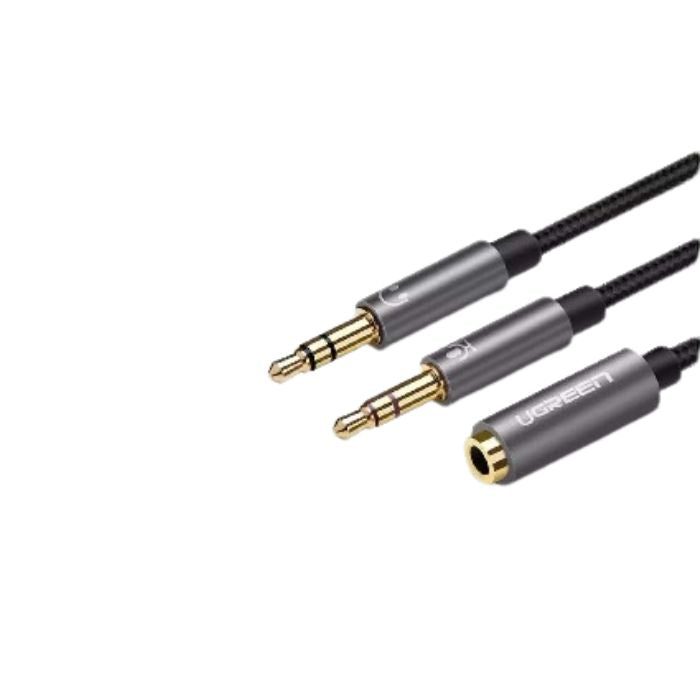 UGREEN Dual 3.5mm CTIA Male to 3.5mm Female Cotton-Braided Gold-Plated Audio Splitter Cable with Aluminum Case for PC, Laptops, Earphone Jack (Black) | 20899 |