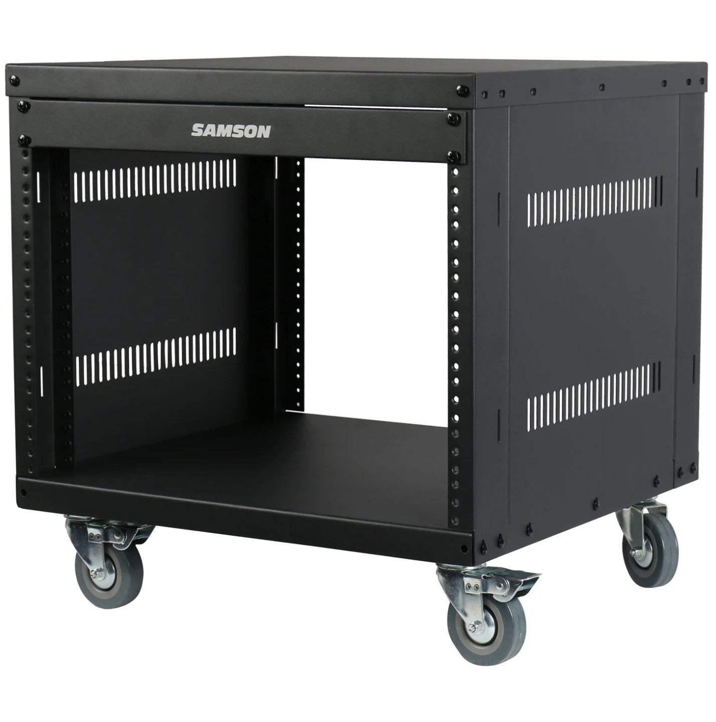 Samson SRK8 Universal Equipment 8 Rack Stand Heavy Duty Steel Construction with Caster Wheels, Fully Enclosed Sides