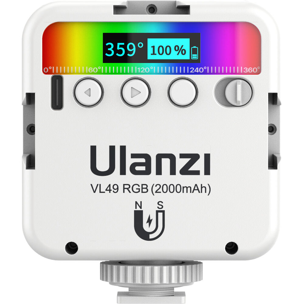 Ulanzi VL49 Mini RGB Video Light 2000mAh Battery Life for Photography, Photoshoots (White)