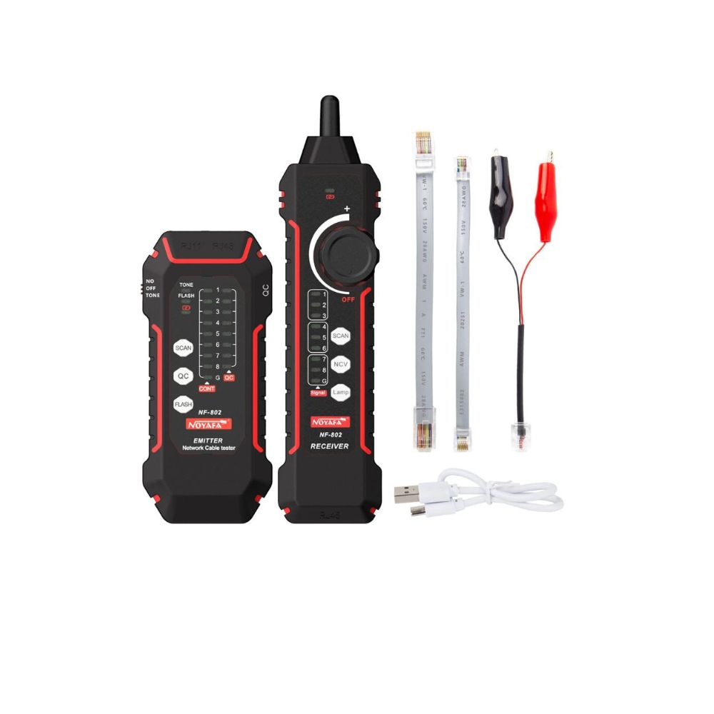Noyafa NF-802 Network Cable Tester Kit for RJ11 RJ45 Anti-Interference Telephone Wire Tracker 1400mAh Battery Chargeable