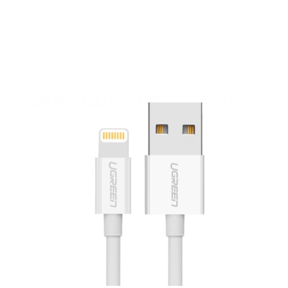UGREEN USB-A to Lightning Cable 480Mbps Data Charging Cord Nickel Plating ABS Shell (1.5-Meters) (White) | 80315
