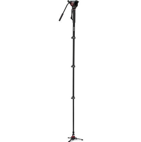 Manfrotto MVMXPRO500 XPRO 4 Section Video Monopod w Fluid Head & Fluidtech Base for Videographer, Filmmakers