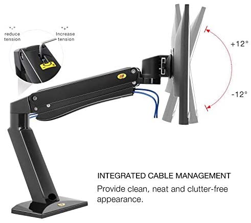 NB North Bayou NB45 24"- 42" with 15Kg Max Payload Heavy Duty VESA Monitor Desk Mount Stand and Gas Strut Full Motion Swivel Arm for Large Screen LCD LED TV Television