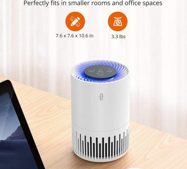 TaoTronics TT-AP001 Air Purifier, Desktop Air Cleaner with 3-in-1 True HEPA Filter for Home Bedroom Office