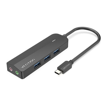 Vention 6 in 1 USB Type-C Hub Mix Sound Card with Micro USB Charging Power Supply 3 USB 3.0 Ports 5Gbps Transfer Speed and 2 3.5mm Audio Jack for PC, Mobile, Tablet, and Consoles | TGQBB
