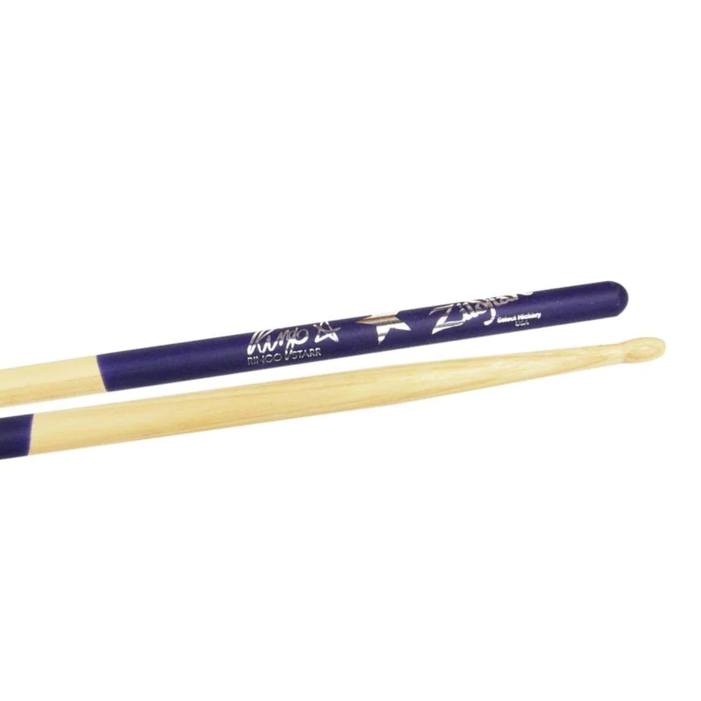Zildjian ZASRS 5A Ringo Starr Purple Dip Signature Artist Series Hickory Drumsticks with Long Taper and Oval Tip