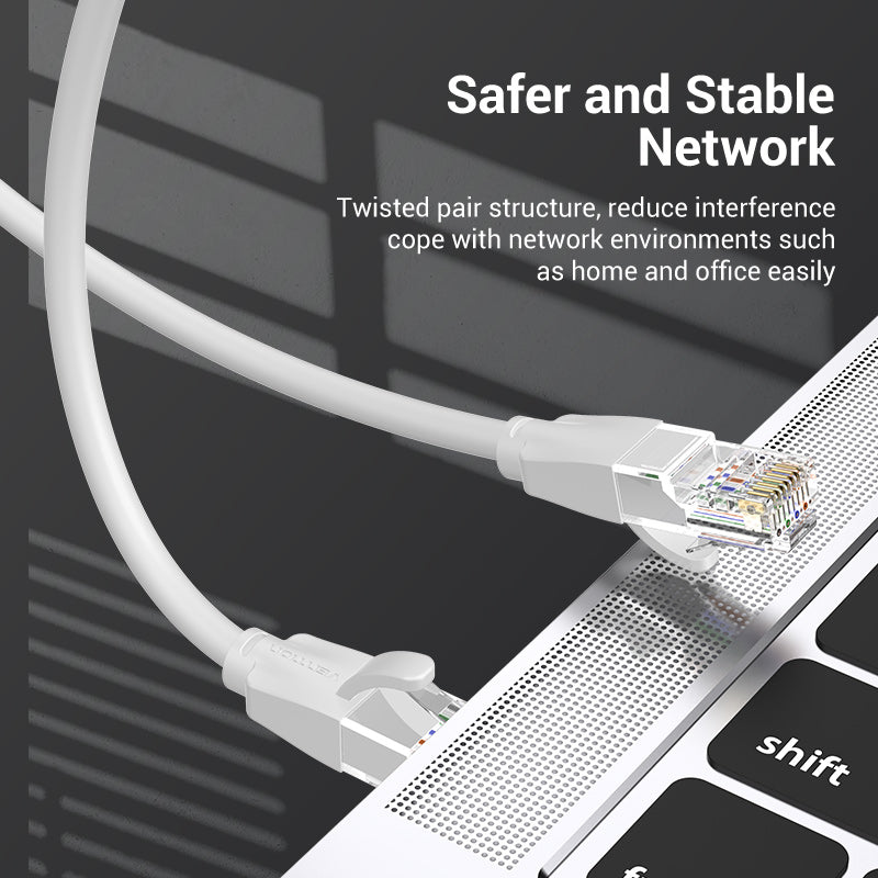Vention CAT6 Ethernet 1M Round Cable UTP Patch 1000Mbps 250Mhz Lan Network Wire Cord for Internet Router PC Modem