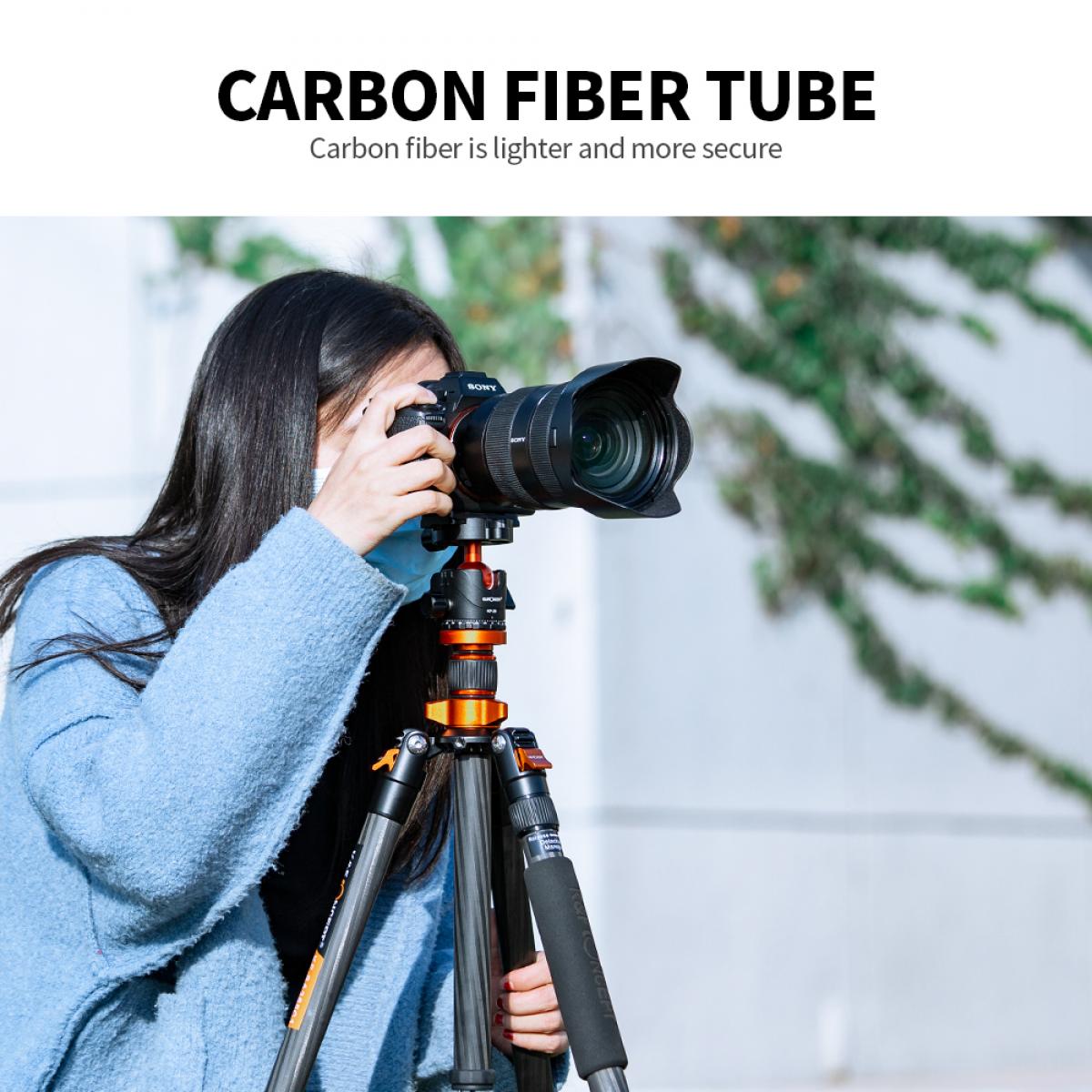 K&F Concept KF09-093V2 Carbon Fiber Professional Tripod with 360 Degree Ball Head
