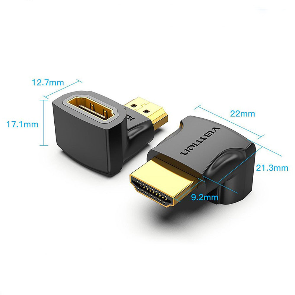 Vention HDMI 90 Degree Male to Female Adapter 4K 60Hz Gold-plated Elbow Design with Backward Compatibility Support (AIOBO)