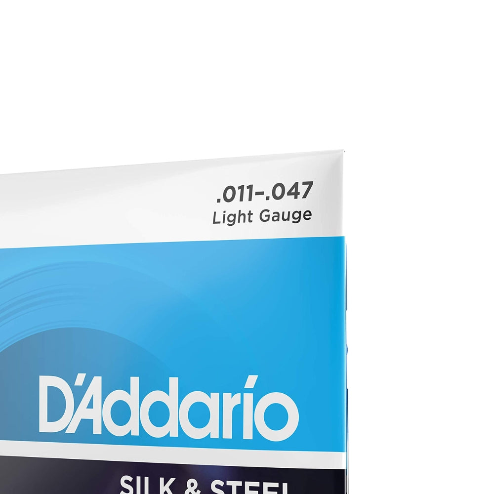 D'Addario Silk and Steel Folk Light Gauge Acoustic Guitar Strings Set with Low Tension & Silver-Plated Windings (.011-.047) | EJ40