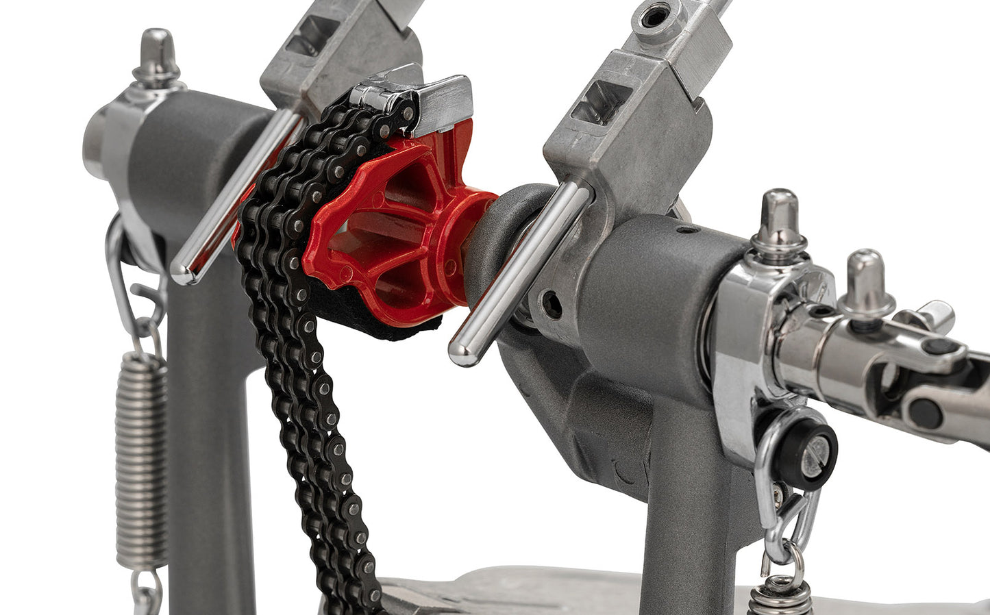 Pearl P1032R Eliminator Solo Red Double Bass Drum Pedal with Control Core QuadBeaters Universal Joint Roller Hoop Clamp